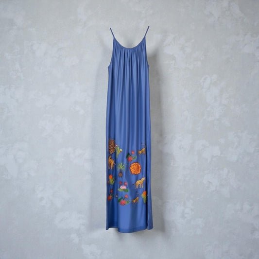 Jungle Silk Dress Electric Blue