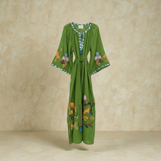 Jungle Linen Dress Green
