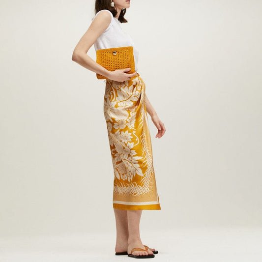 Canoubiers Raffia Clutch Mustard