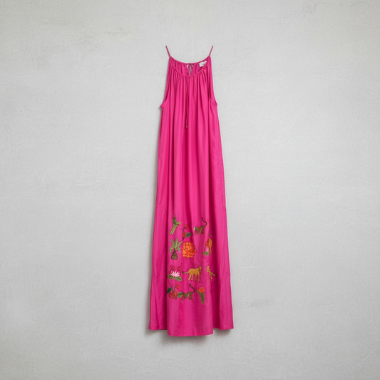 Jungle Silk Dress Fuschia