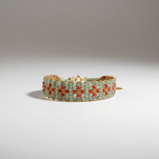 Jaipur Yellow Tourmaline, Coral & Apatite Bracelet