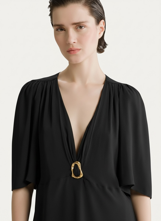 Buckle Blouse 15086 Black