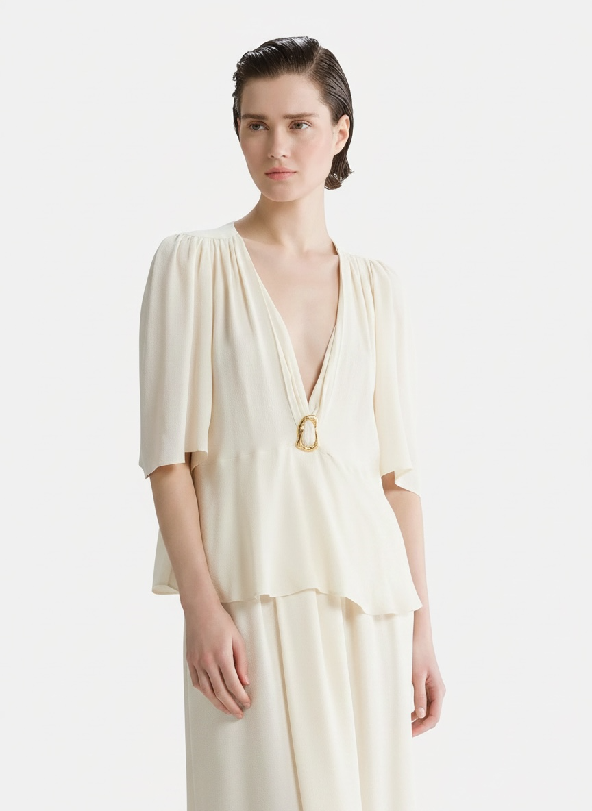 Buckle Blouse 15086 Offwhite